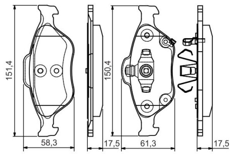 Комплект гальмівних колодок, дисковий гальмо BOSCH 0 986 495 093 (фото 1)