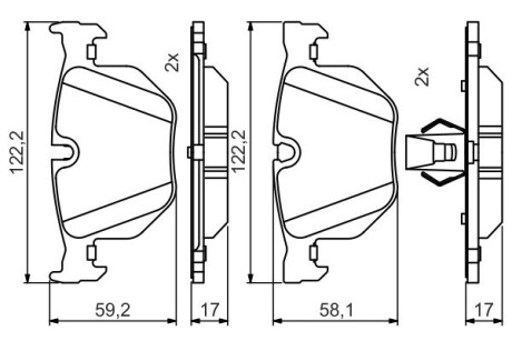 Гальмівні колодки задн. bmw e90 e60 e70 2,0-3,0 BOSCH 0986495481 (фото 1)