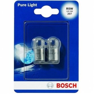 Автолампа pure light r5w ba15s 5 w прозрачная BOSCH 1987301022