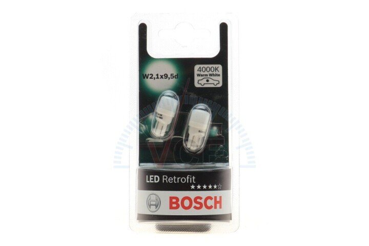 Лампа led retrofit w2,1x9,5d (w5w) 12в 1вт (блістер - 2шт.) warm - кратн. 10 шт BOSCH 1987301506 (фото 1)