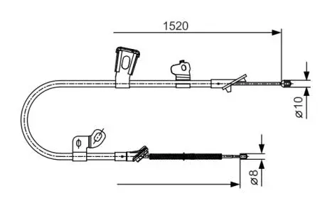 Трос ручного тормоза лев. Toyota Yaris -05 BOSCH 1987477918