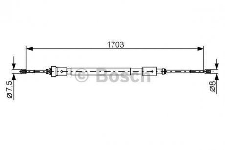 Citroen трос ручного тормоза 1705/880 мм c3 ii, ds3 BOSCH 1987482315 (фото 1)