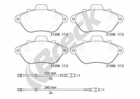 Комплект тормозных колодок, дисковый тормоз BRECK 21298 00 701 10