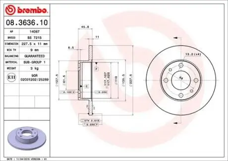 Тормозные диски BREMBO 08.3636.10