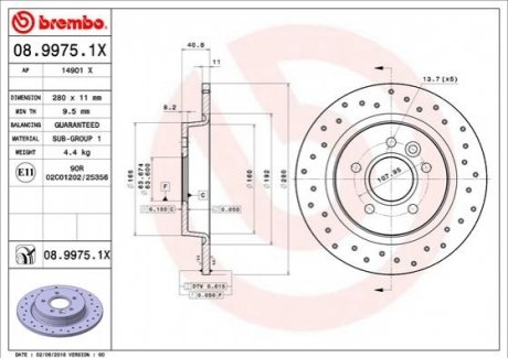 Тормозной диск BREMBO 08.9975.1X (фото 1)