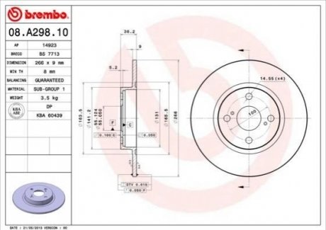 Тормозные диски BREMBO 08.A298.10 (фото 1)