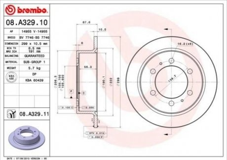 Задний тормозной диск BREMBO 08.A329.11