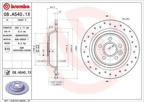 Диск задний тормоз xtra ford mondeo 07- BREMBO 08.A540.1X