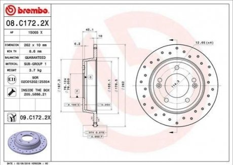 Тормозные диски BREMBO 08.C172.2X