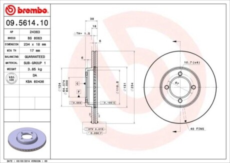 Гальмівний диск BREMBO 09.5614.10