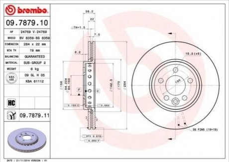Передний тормозной диск BREMBO 09.7879.11 (фото 1)