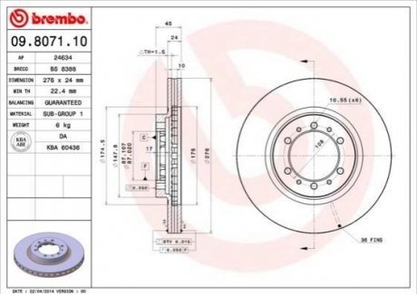Тормозной диск BREMBO 09.8071.10 (фото 1)