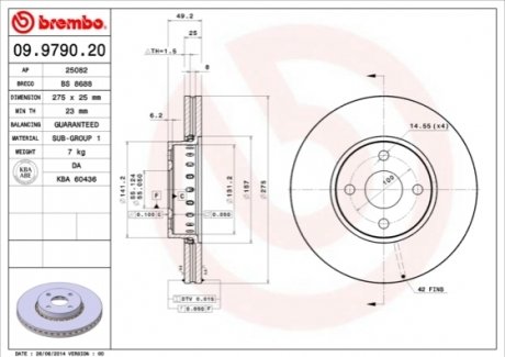 Тормозные диски BREMBO 09.9790.20