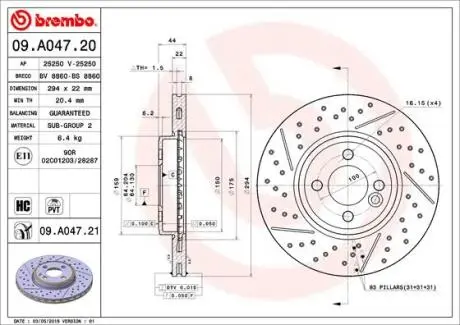 Тормозные диски BREMBO 09.A047.21