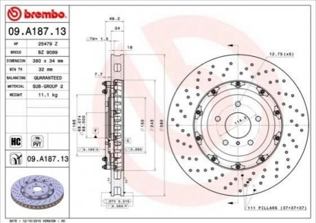 Тормозные диски BREMBO 09.A187.13