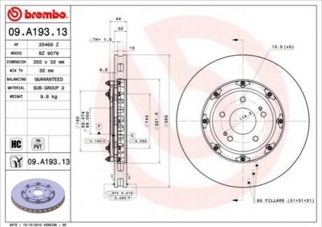 Тормозные диски BREMBO 09.A193.13 (фото 1)