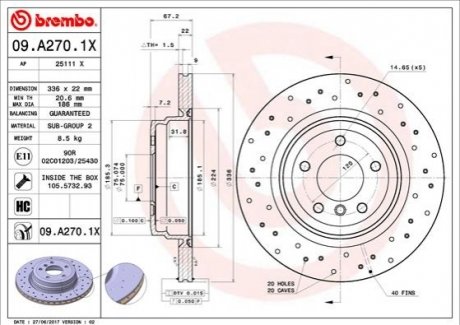 Гальмівний диск BREMBO 09.A270.1X (фото 1)