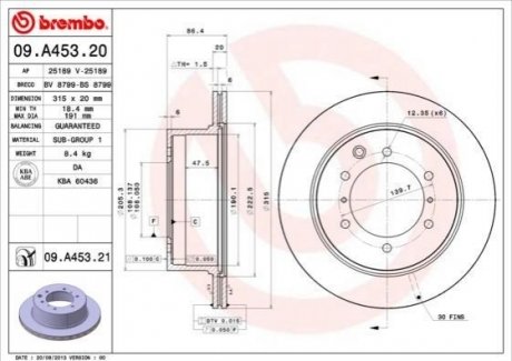 Задній гальмівний диск BREMBO 09.A453.21