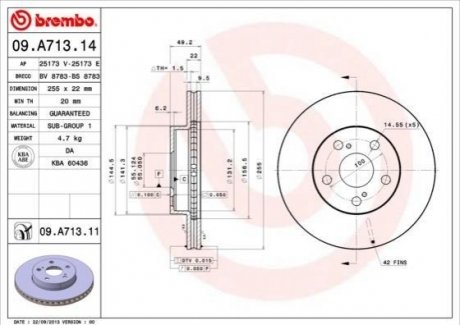 Гальмівні диски BREMBO 09.A713.11 (фото 1)