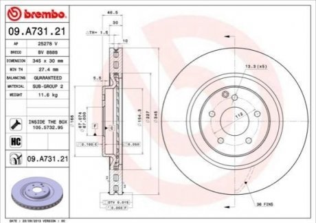 Передний тормозной диск BREMBO 09.A731.21 (фото 1)