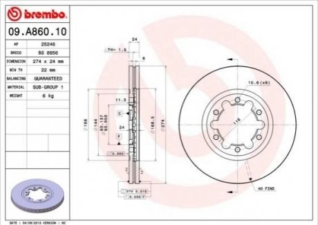Тормозные диски BREMBO 09.A860.10 (фото 1)