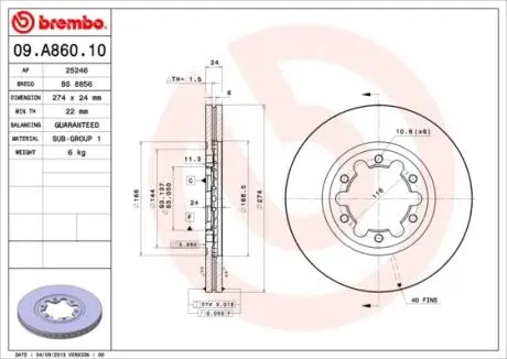 Тормозные диски BREMBO 09.A860.10