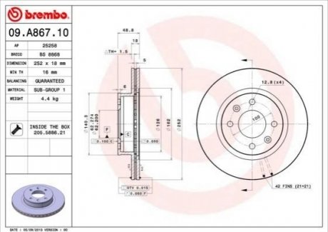 Тормозные диски BREMBO 09.A867.10