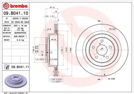 Тормозные диски BREMBO 09.B041.11 (фото 1)