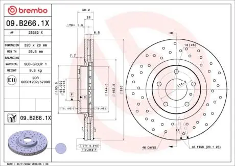 Диск тормозной (передний) BREMBO 09B2661X