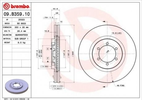 Тормозные диски BREMBO 09.B359.10 (фото 1)