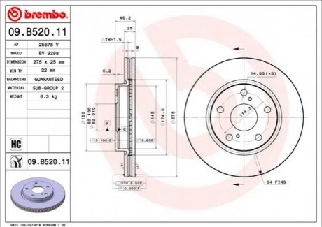 Тормозной диск BREMBO 09.B520.11