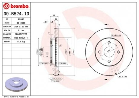Гальмівні диски BREMBO 09.B524.10 (фото 1)