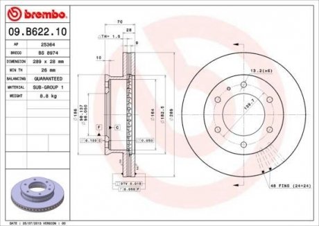 Тормозной диск BREMBO 09.B622.10 (фото 1)