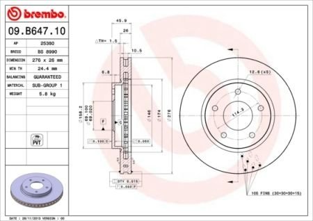 Тормозные диски BREMBO 09.B647.11 (фото 1)