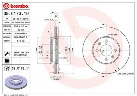 Передний тормозной диск BREMBO 09.C173.11