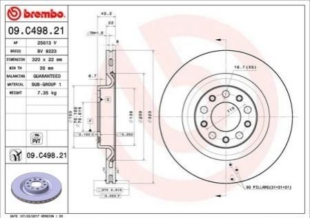 Тормозные диски BREMBO 09.C393.13 (фото 1)