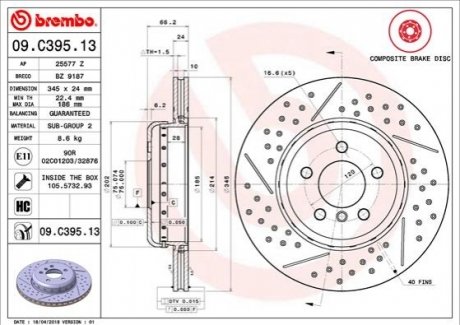 Тормозные диски BREMBO 09.C395.13