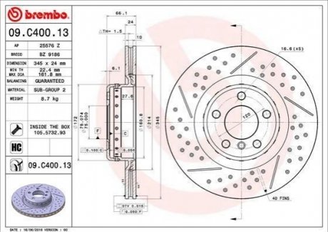 Тормозные диски BREMBO 09.C400.13