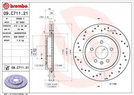 Задний тормозной диск BREMBO 09.C711.21