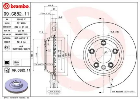 Тормозной диск BREMBO 09.C882.11