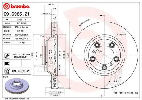 Тормозные диски BREMBO 09.C985.21