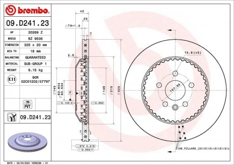 Задній гальмівний диск BREMBO 09.D241.23