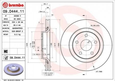 Передний тормозной диск BREMBO 09.D444.11 (фото 1)