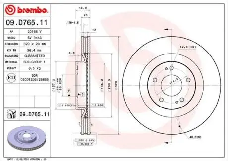 Передній гальмівний диск BREMBO 09.D765.11