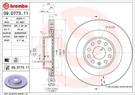 Тормозные диски BREMBO 09.D773.11