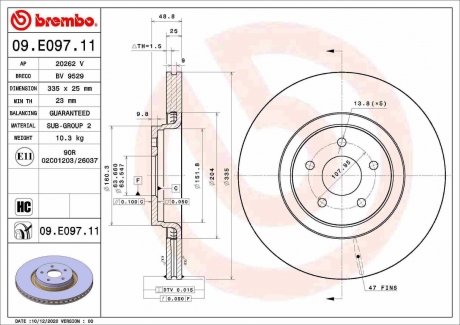 Передний тормозной диск BREMBO 09.E097.11