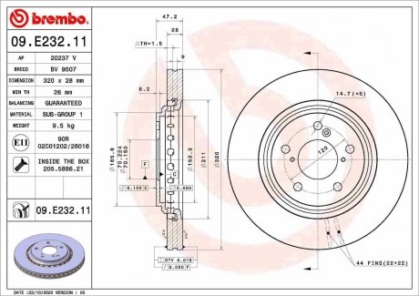 Передній гальмівний диск BREMBO 09.E232.11