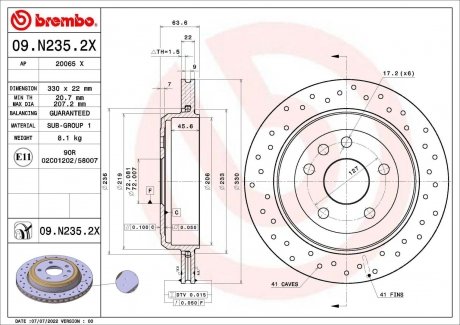 Тормозные диски BREMBO 09.N235.2X (фото 1)