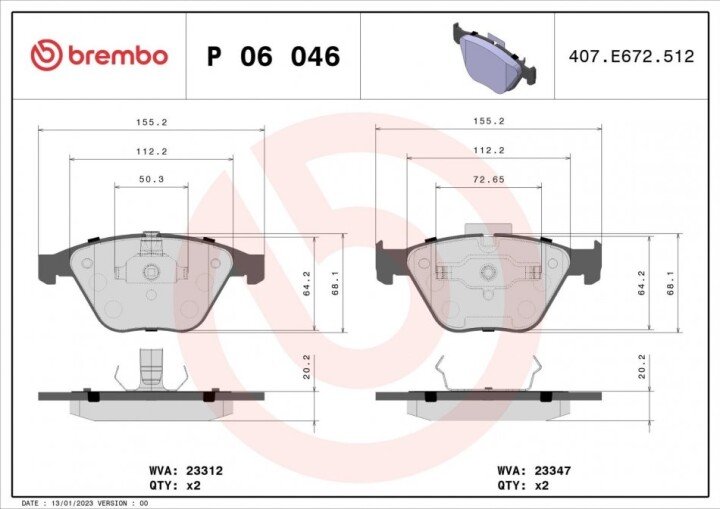 Тормозные колодки BREMBO P 06 046 (фото 1)