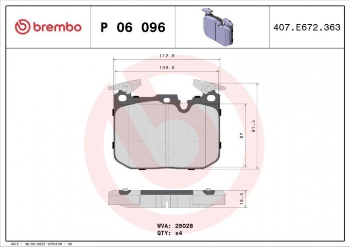 Тормозные колодки BREMBO P 06 096 (фото 1)